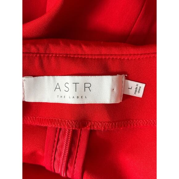 Astr the Label off the shoulder tuxedo collar long sleeve dress red size Large L - Picture 5 of 8